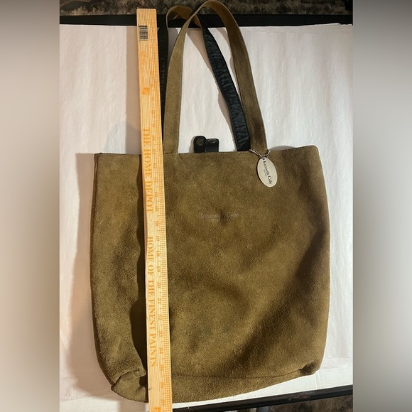 Vintage Kenneth Cole boho suede hobo grunge shoulder bag. Olive green - Picture 4 of 10
